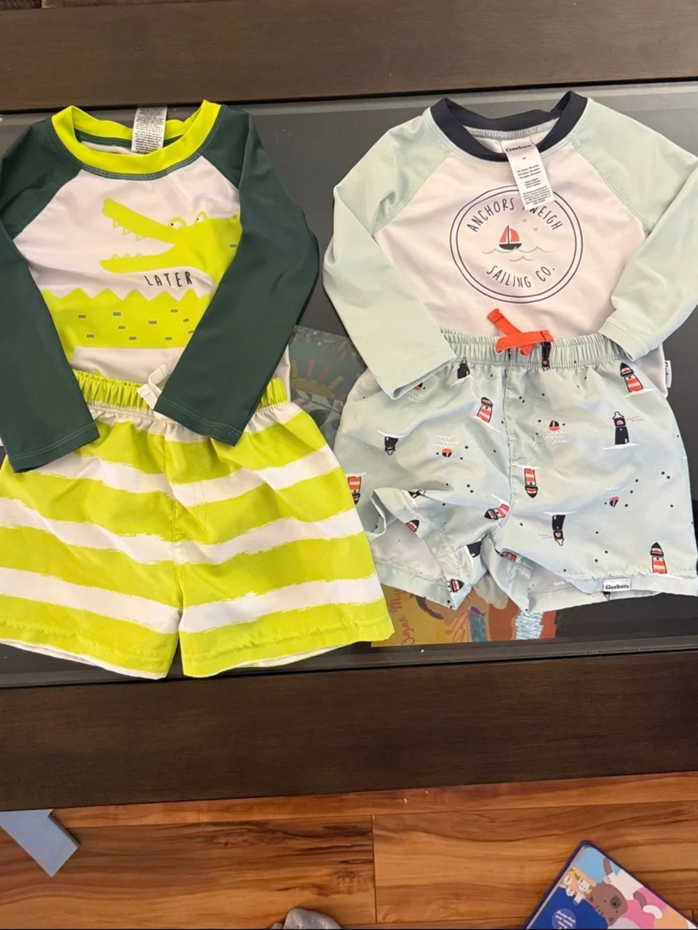 Gerber Kids Swim Sets - Lime Green, Dark Green, Light Blue